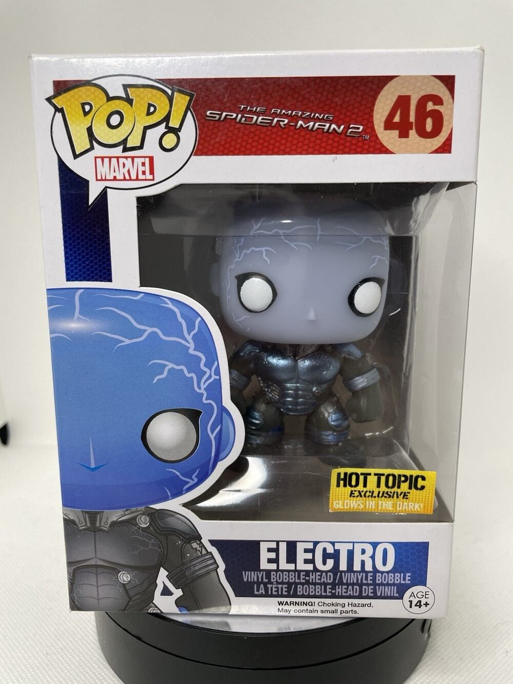 2014 MARVEL FUNKO POP SPIDER-MAN ELECTRO HOT TOPIC GITD METALLIC EXCLUSIVE #46
